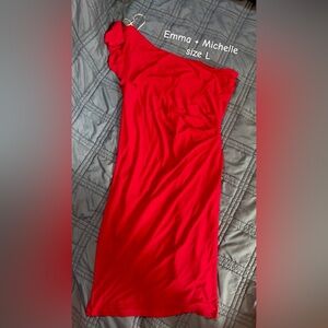 Emma & Michele Strapless Red Dress